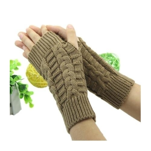 Unisex Arm Warmer Elbow Long Fingerless Knit Gloves(2PCS) Image 3