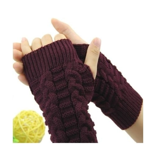 Unisex Arm Warmer Elbow Long Fingerless Knit Gloves(2PCS) Image 4