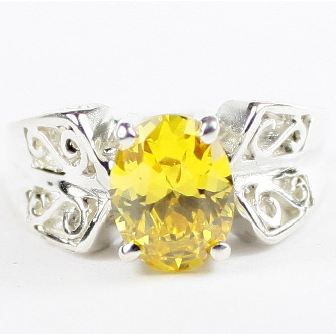 SR281 Golden Yellow CZ 925 Sterling Silver Ring, Image 1