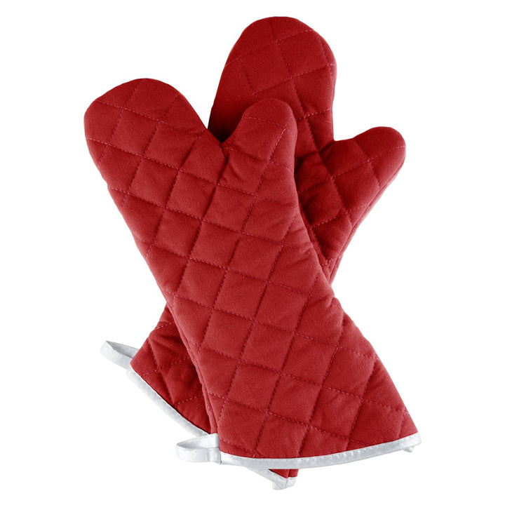 Oven Mitt One Pair Oversized Flame Heat Protection Big Mittens Pot Holders Burgundy Image 1