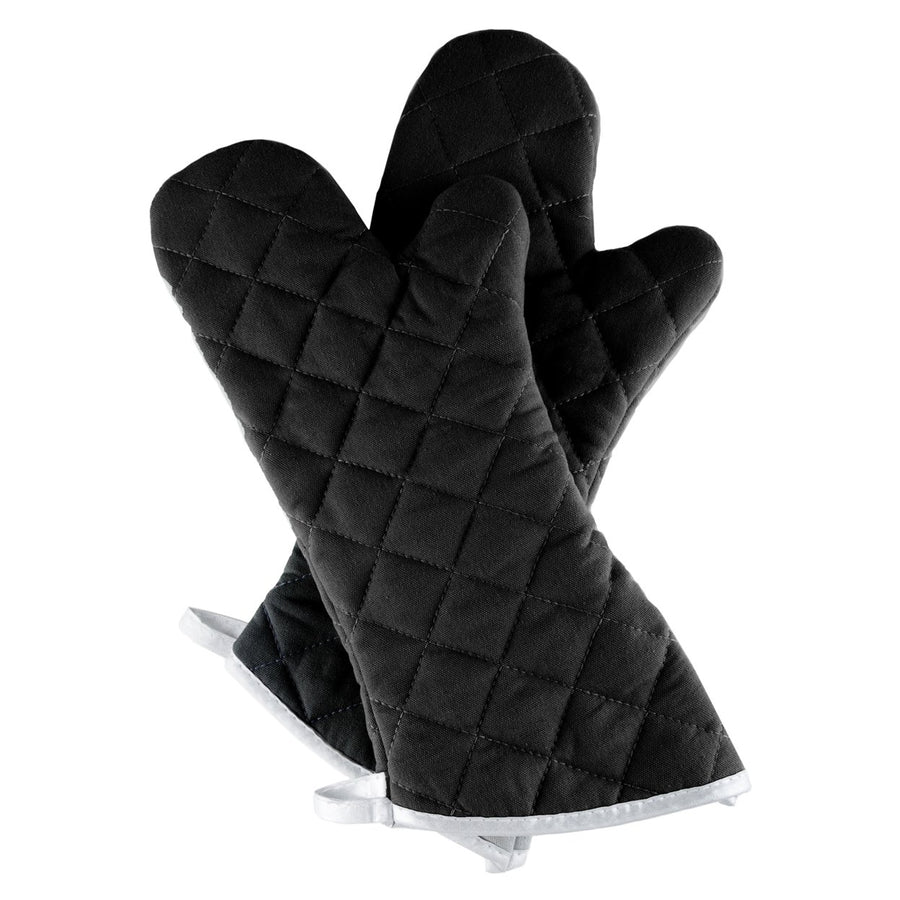 Oven Mitt One Pair Oversized Flame Heat Protection Big Mittens Pot Holders Black Image 1