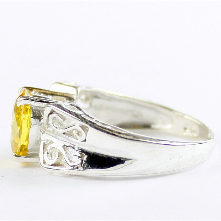 SR281 Golden Yellow CZ 925 Sterling Silver Ring, Image 3