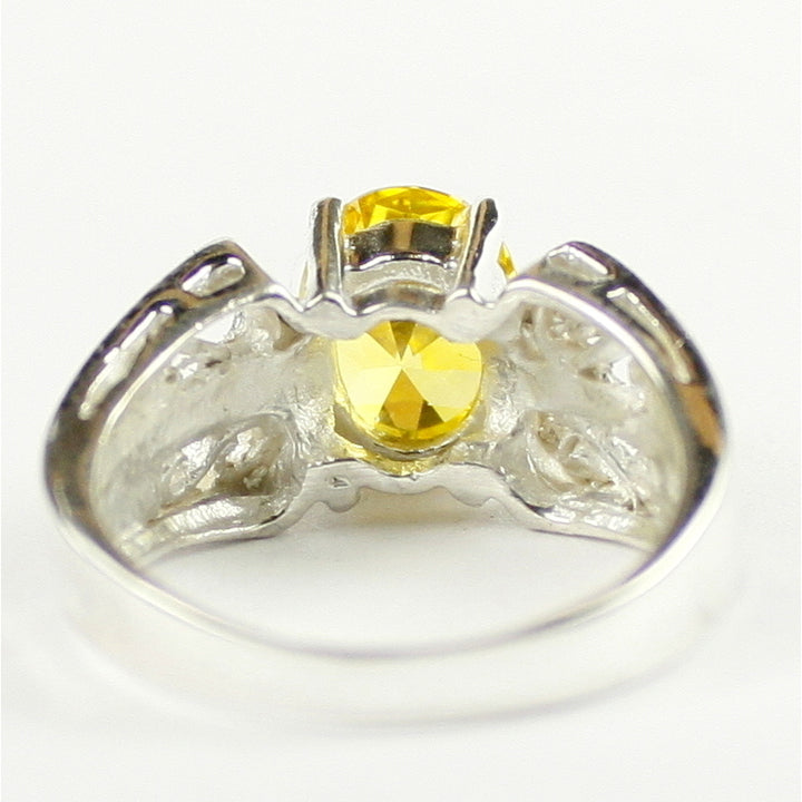 SR281 Golden Yellow CZ 925 Sterling Silver Ring, Image 4