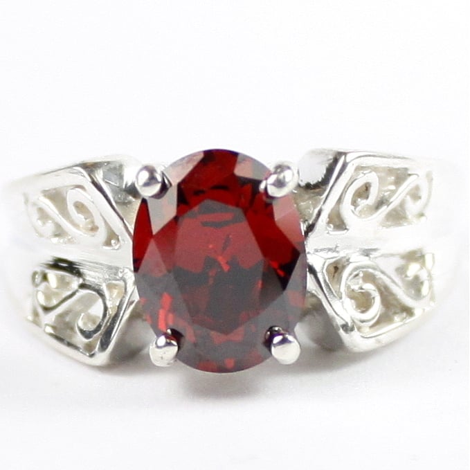 SR281 Garnet CZ 925 Sterling Silver Ring, Image 1