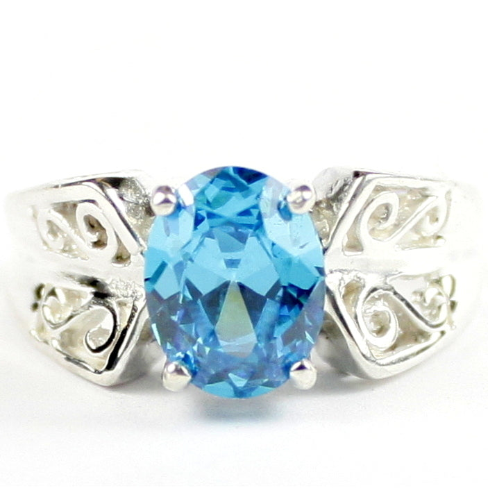 SR281 Swiss Blue CZ 925 Sterling Silver Ring, Image 1