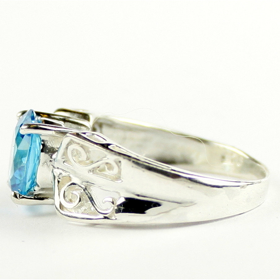 SR281 Swiss Blue CZ 925 Sterling Silver Ring, Image 3