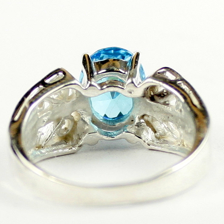 SR281 Swiss Blue CZ 925 Sterling Silver Ring, Image 4