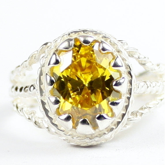 SR070 Golden Yellow CZ 925 Sterling Silver Ring, Image 1