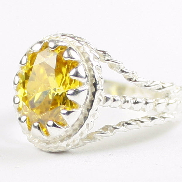 SR070 Golden Yellow CZ 925 Sterling Silver Ring, Image 2