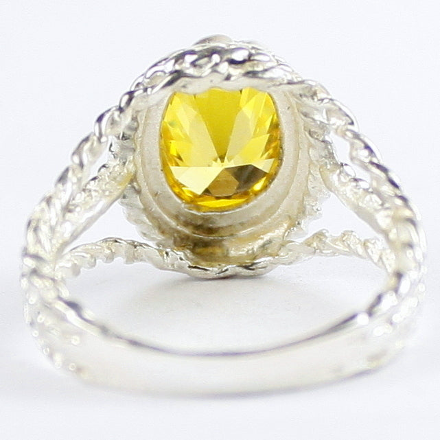 SR070 Golden Yellow CZ 925 Sterling Silver Ring, Image 4