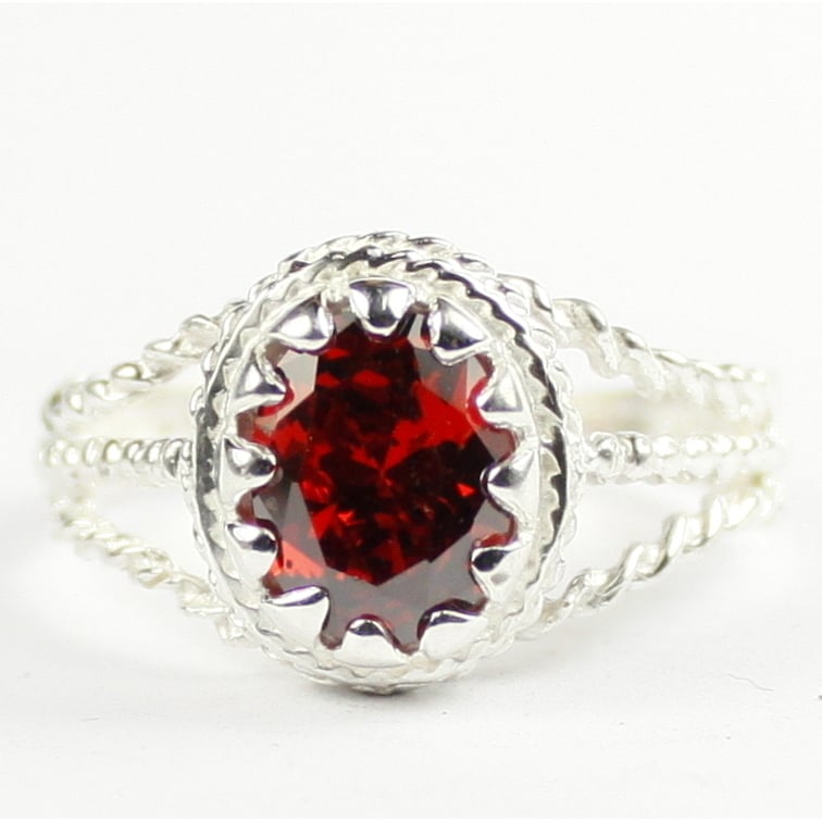 SR070 Garnet CZ 925 Sterling Silver Ring, Image 1