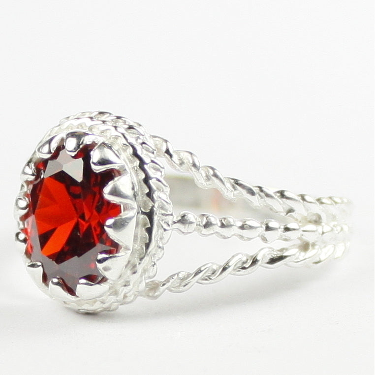 SR070 Garnet CZ 925 Sterling Silver Ring, Image 2