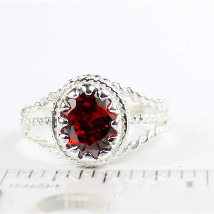 SR070 Garnet CZ 925 Sterling Silver Ring, Image 4