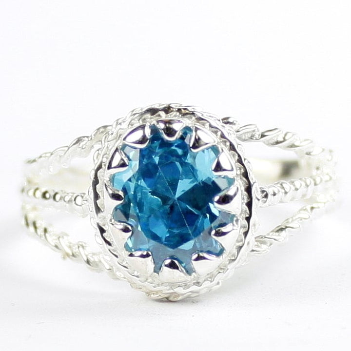 Sterling Silver Ladies Ring Swiss Blue CZ Cubic Zirconia SR070 Image 1