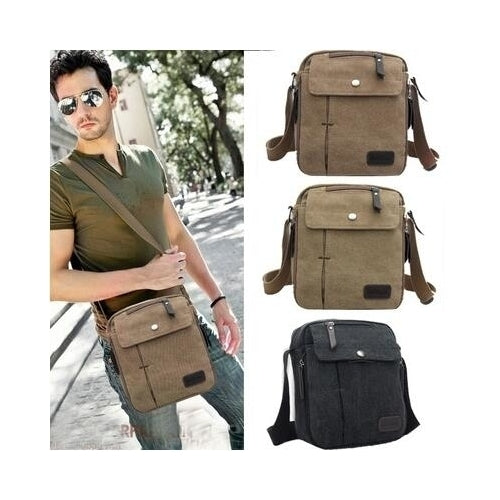 Mens Vintage Canvas Multifunction Travel Satchel Image 1