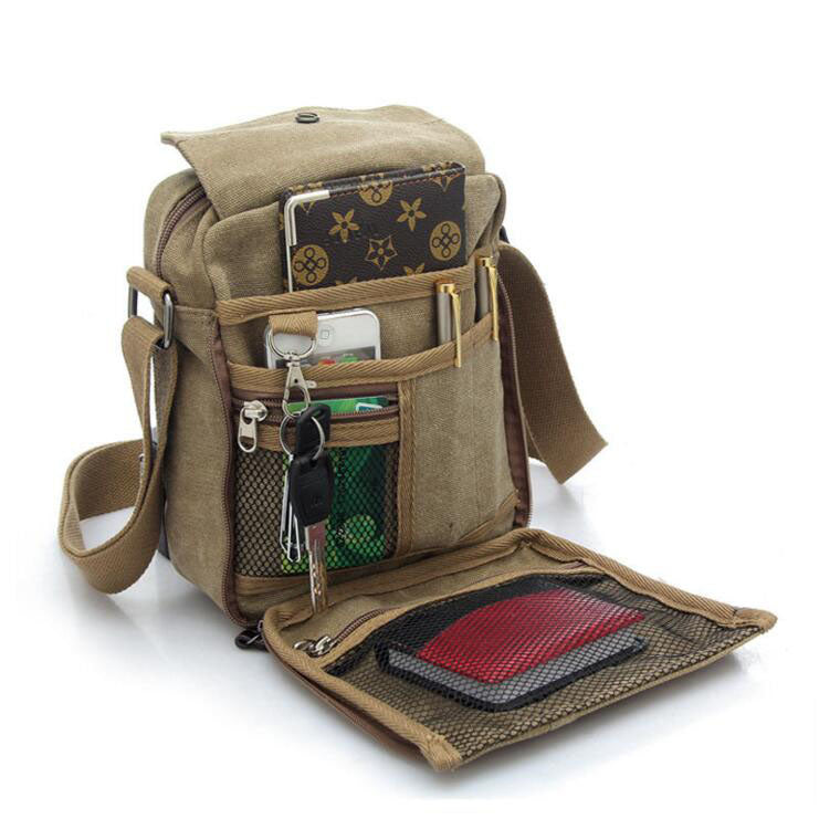 Mens Vintage Canvas Multifunction Travel Satchel Image 2