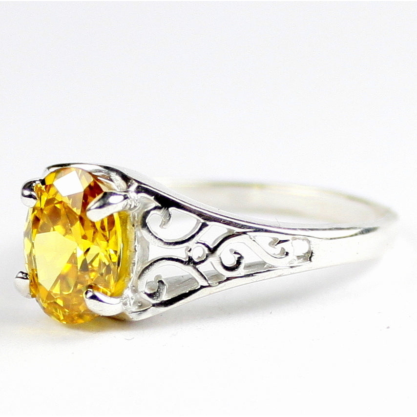 Sterling Silver Ladies Ring Golden Yellow CZ SR005 Image 2