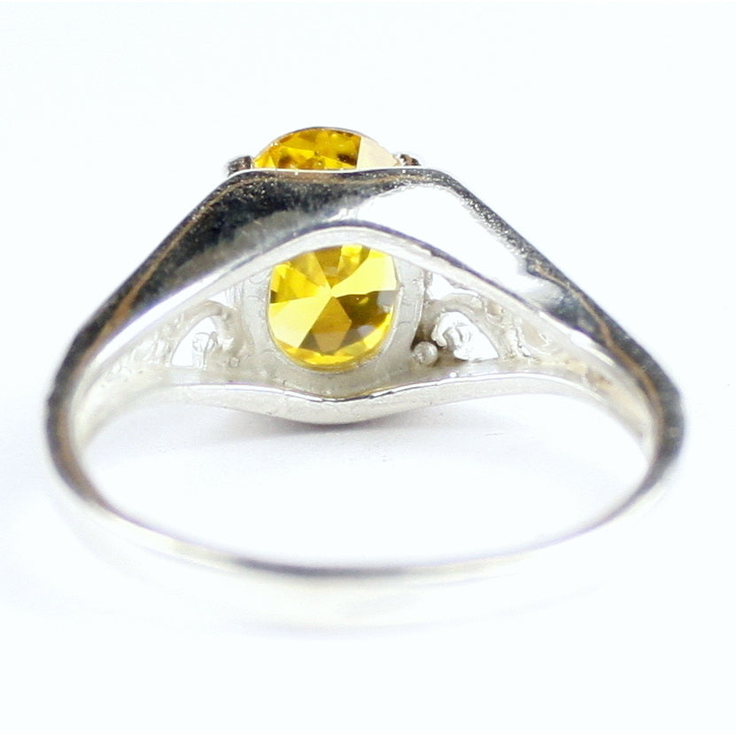 Sterling Silver Ladies Ring Golden Yellow CZ SR005 Image 4