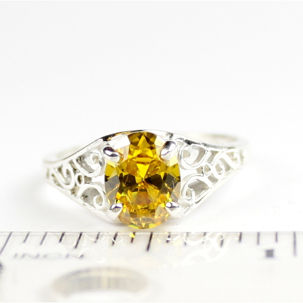 Sterling Silver Ladies Ring Golden Yellow CZ SR005 Image 4