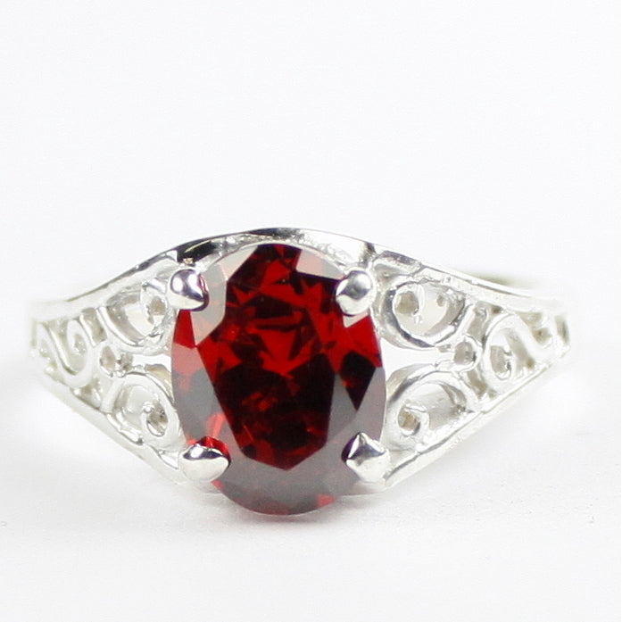 Sterling Silver Ring Garnet CZ SR005 Image 1