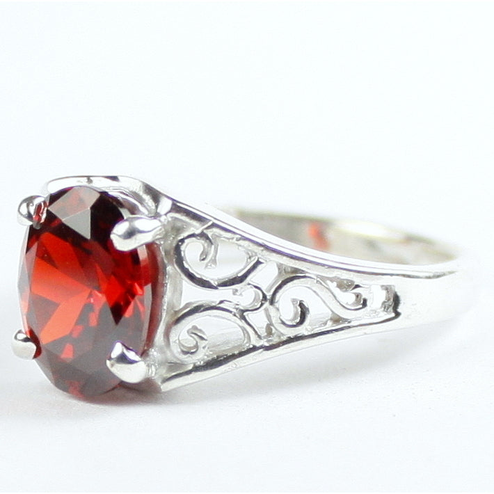 Sterling Silver Ring Garnet CZ SR005 Image 2