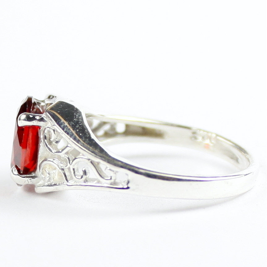 Sterling Silver Ring Garnet CZ SR005 Image 3