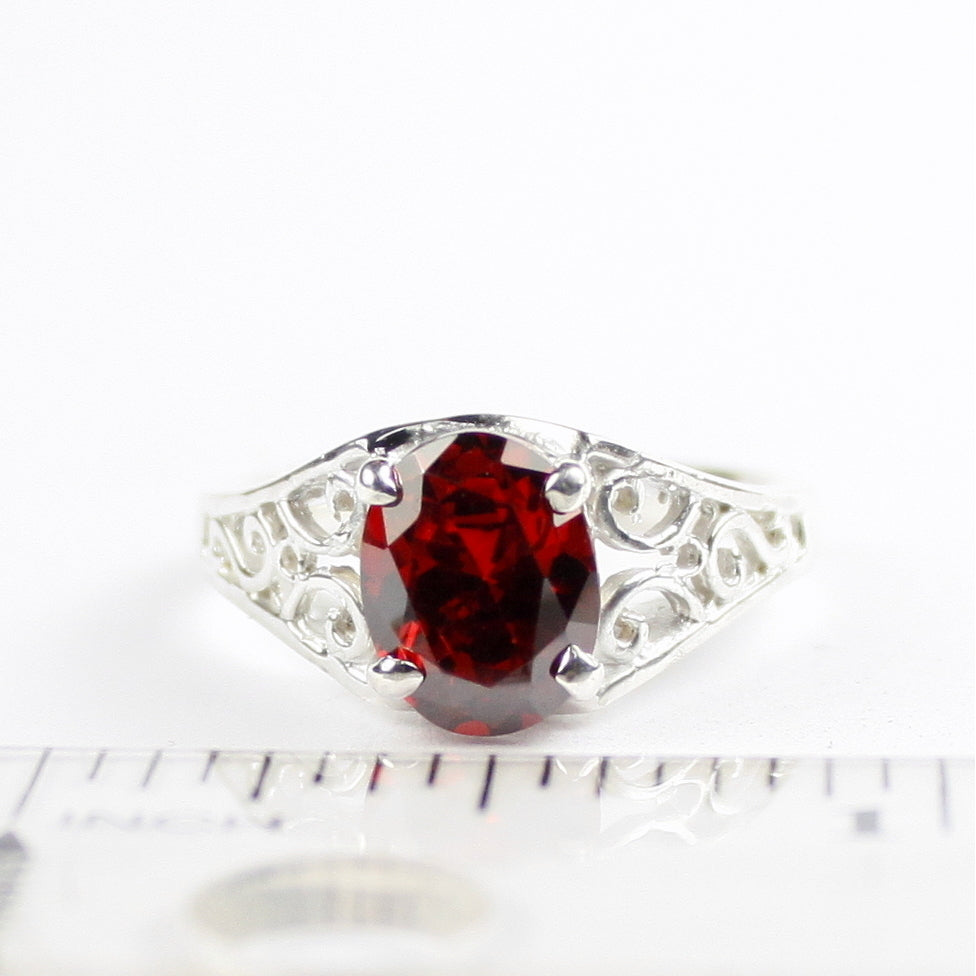 Sterling Silver Ring Garnet CZ SR005 Image 4