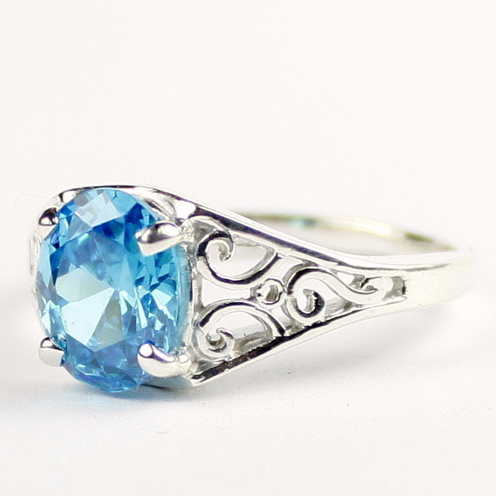 Sterling Silver Ladies Ring Swiss Blue CZ SR005 Image 2