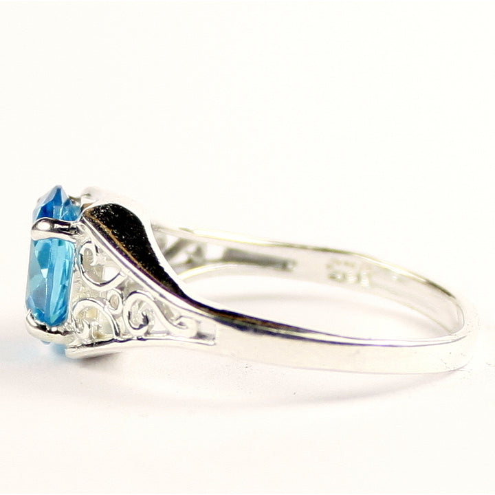 Sterling Silver Ladies Ring Swiss Blue CZ SR005 Image 3