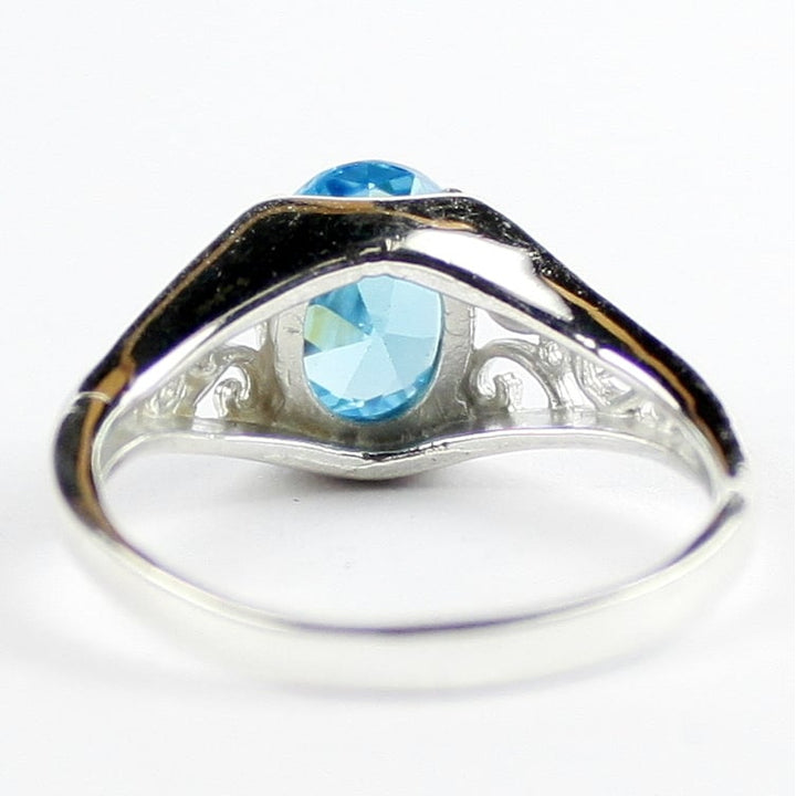 Sterling Silver Ladies Ring Swiss Blue CZ SR005 Image 4