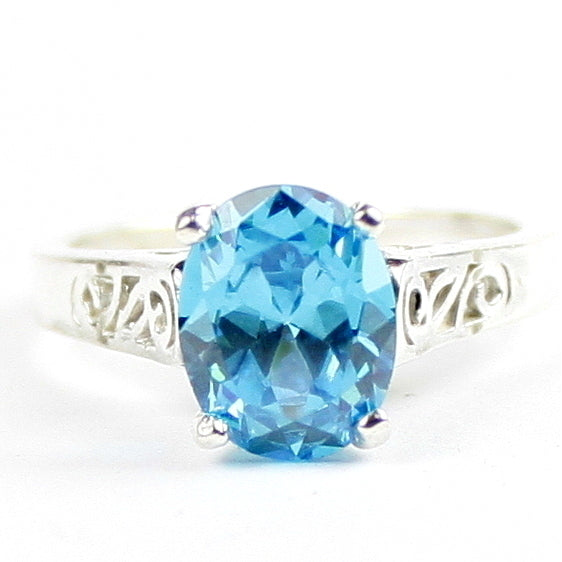 SR366 Swiss Blue CZ 925 Sterling Silver Ring, Image 1