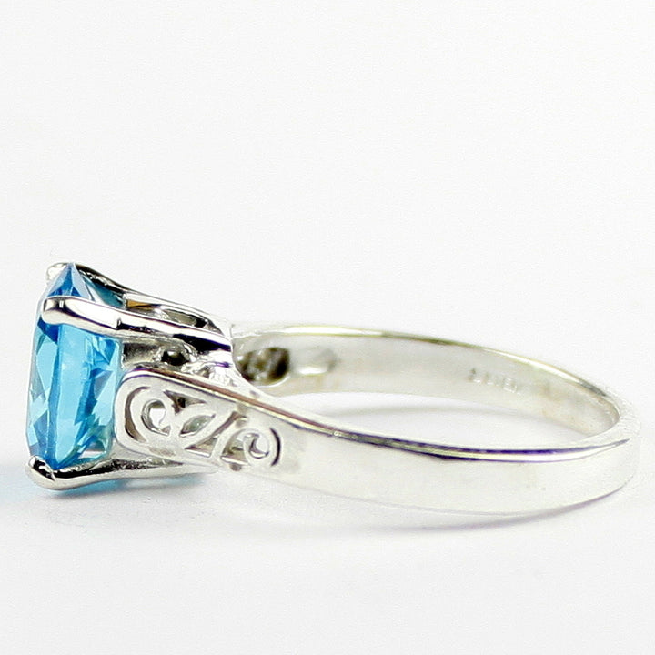 SR366 Swiss Blue CZ 925 Sterling Silver Ring, Image 3