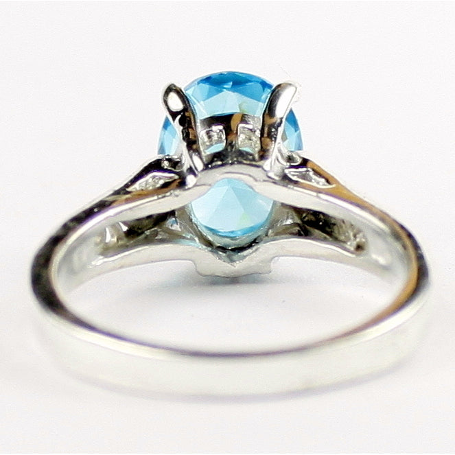 SR366 Swiss Blue CZ 925 Sterling Silver Ring, Image 4