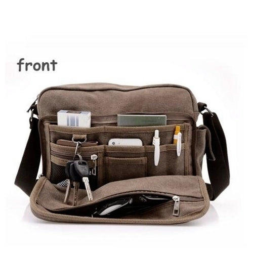 Multifunction Men Canvas Business Crossboby Shoulder Messenger Card Bag Image 2