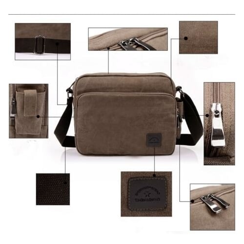 Multifunction Men Canvas Business Crossboby Shoulder Messenger Card Bag Image 4