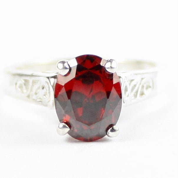 SR366 Garnet CZ 925 Sterling Silver Ring, Image 1