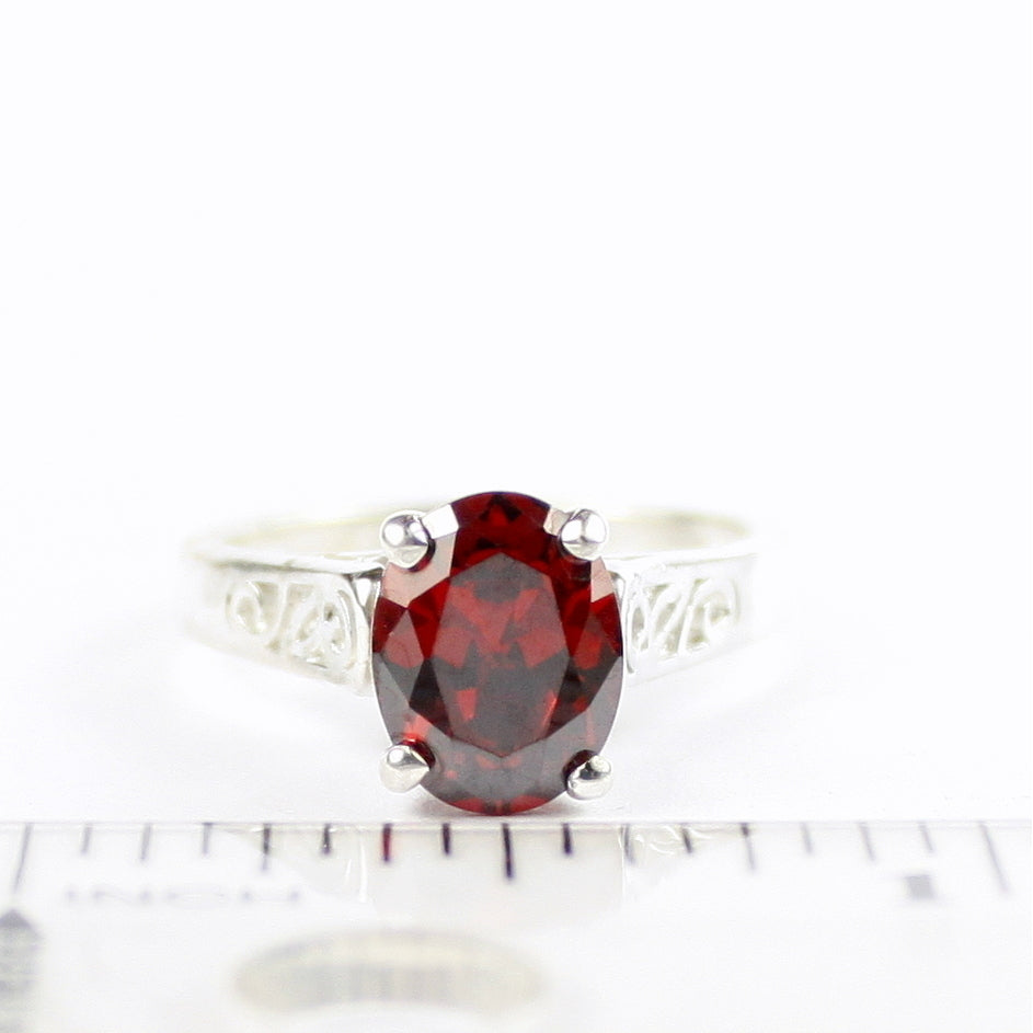 SR366 Garnet CZ 925 Sterling Silver Ring, Image 4