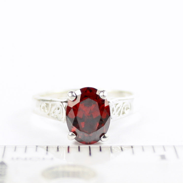 SR366 Garnet CZ 925 Sterling Silver Ring, Image 4