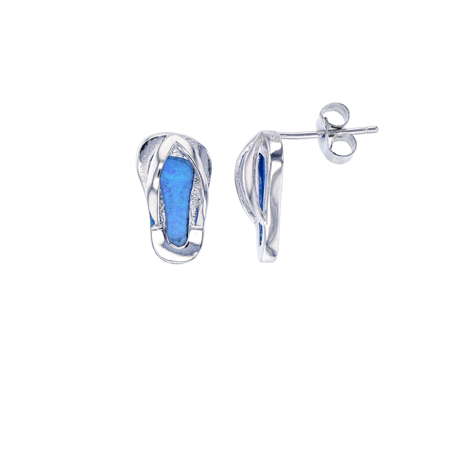 Sterling Silver Opal Flip-flop Post Earrings Image 1