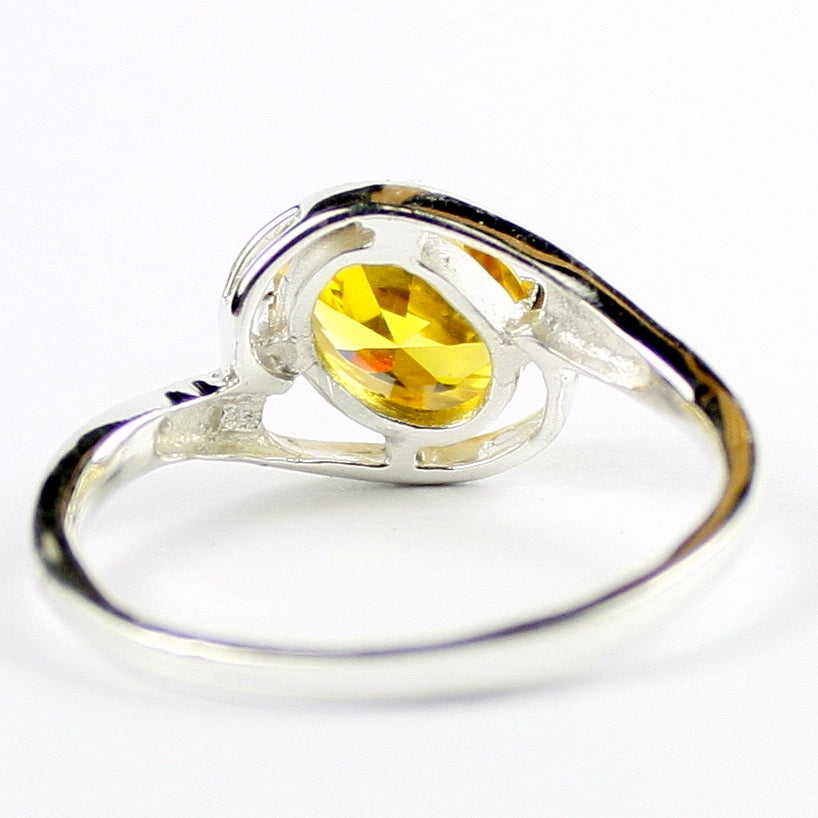 SR186 Golden Yellow CZ 925 Sterling Silver Ring, Image 4