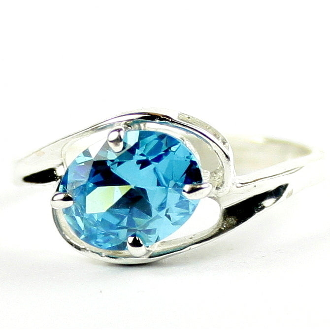 SR186 Swiss Blue CZ 925 Sterling Silver Ring, Image 1