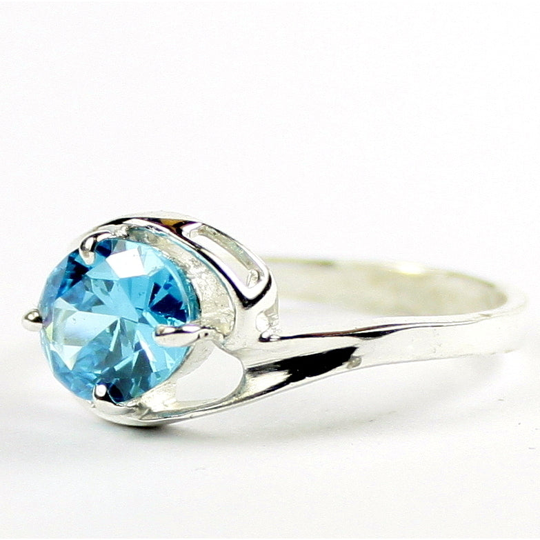 SR186 Swiss Blue CZ 925 Sterling Silver Ring, Image 2