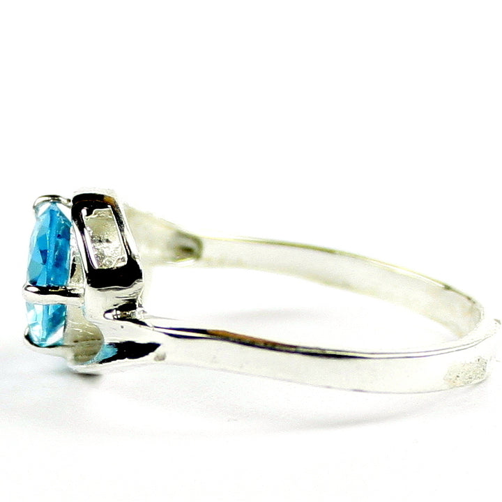 SR186 Swiss Blue CZ 925 Sterling Silver Ring, Image 3