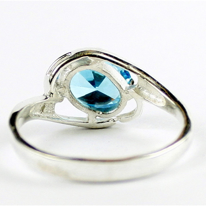 SR186 Swiss Blue CZ 925 Sterling Silver Ring, Image 4