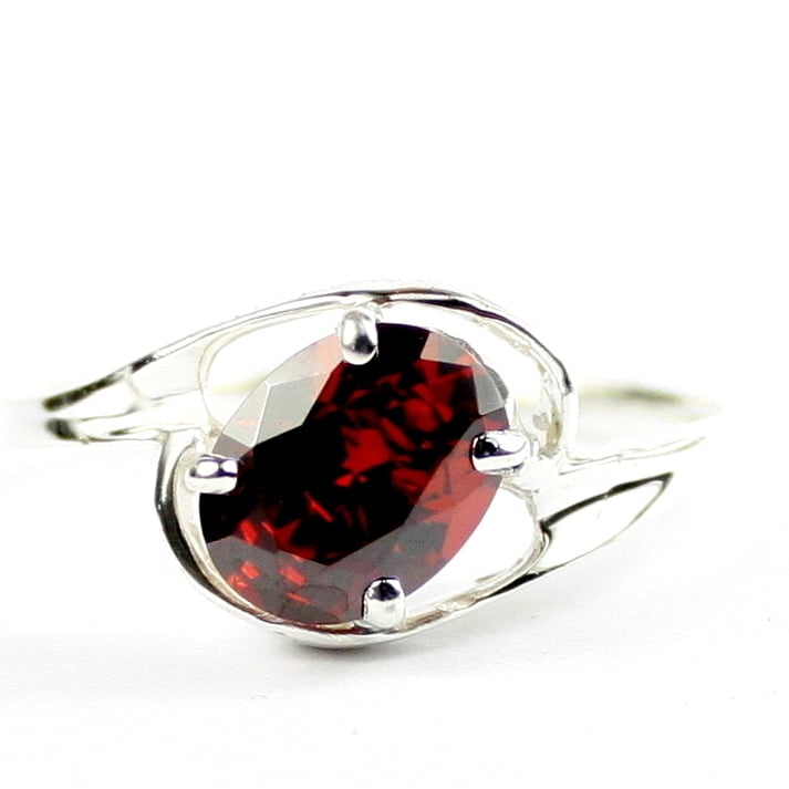 SR186 Garnet CZ 925 Sterling Silver Ring, Image 1