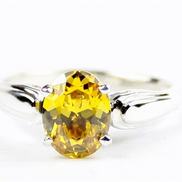 Sterling Silver Ladies Ring Golden Yellow CZ SR058 Image 1