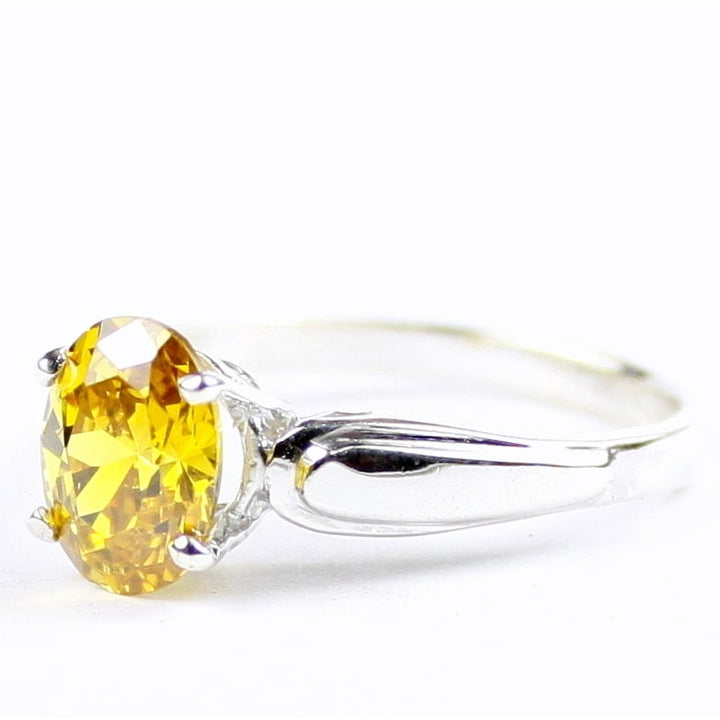 Sterling Silver Ladies Ring Golden Yellow CZ SR058 Image 2