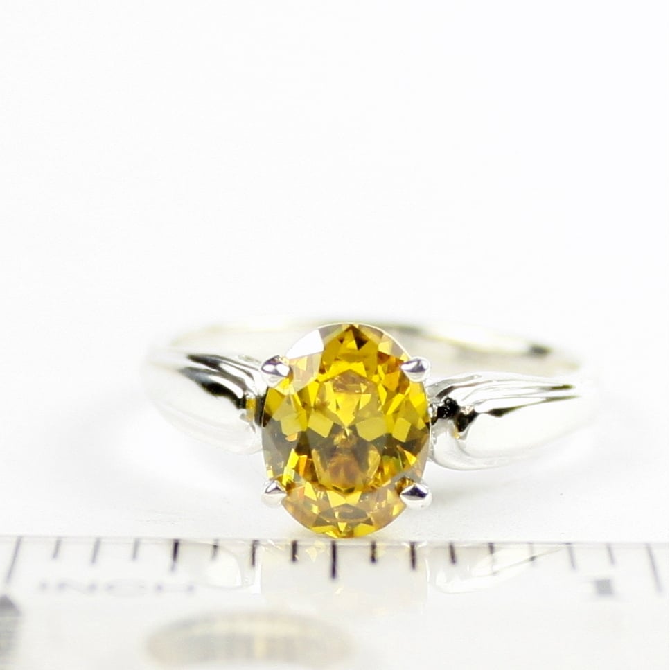 Sterling Silver Ladies Ring Golden Yellow CZ SR058 Image 4