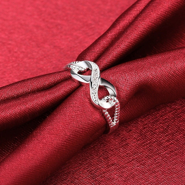 18K White Gold Plated Infinity Ring with AAA CZ Stones Size 6 7 8 9 Image 4