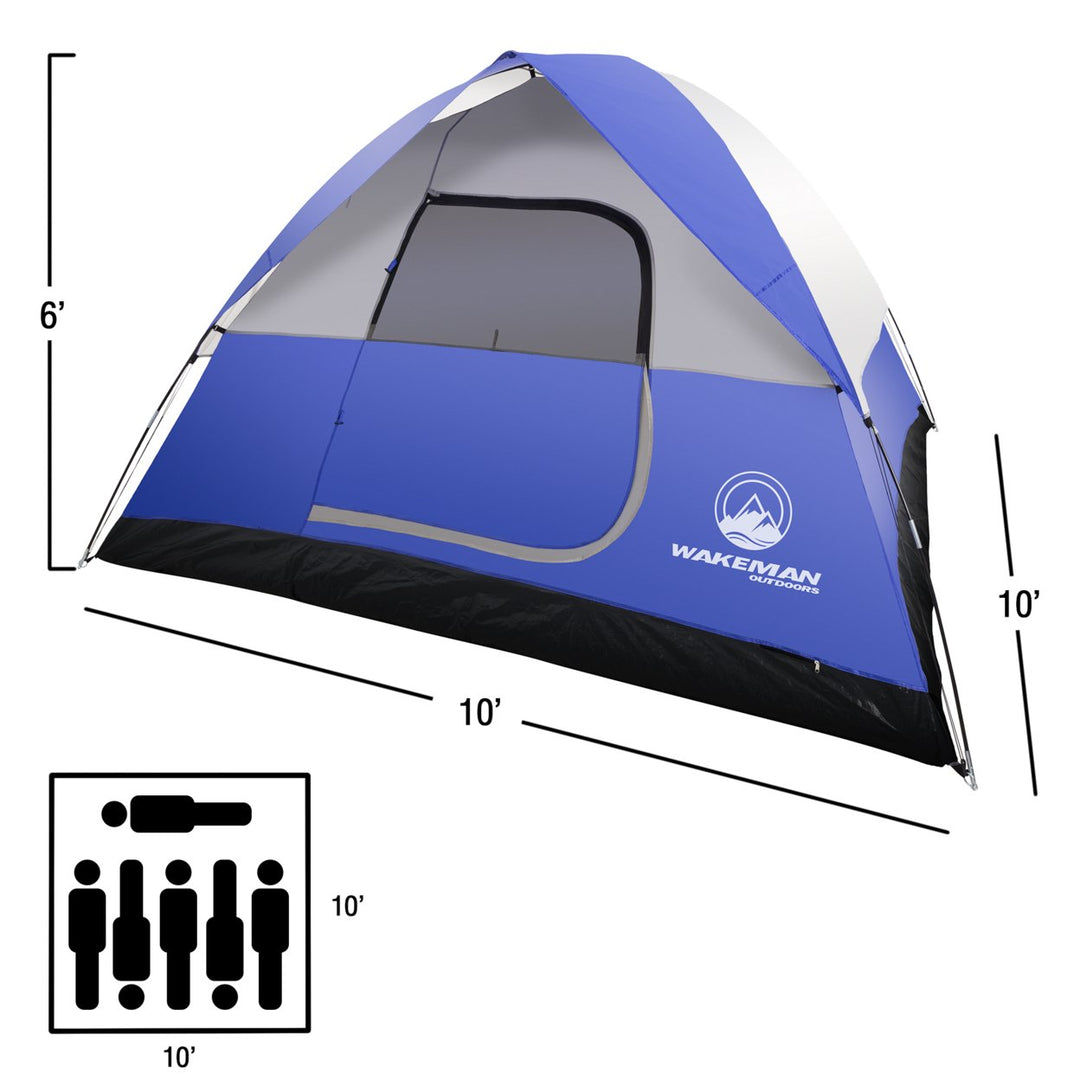 6-Person TentWater Resistant Dome Tent for Camping With Removable Rain Fly And Carry BagRebel Bay 6 Person Tent (Blue) Image 2